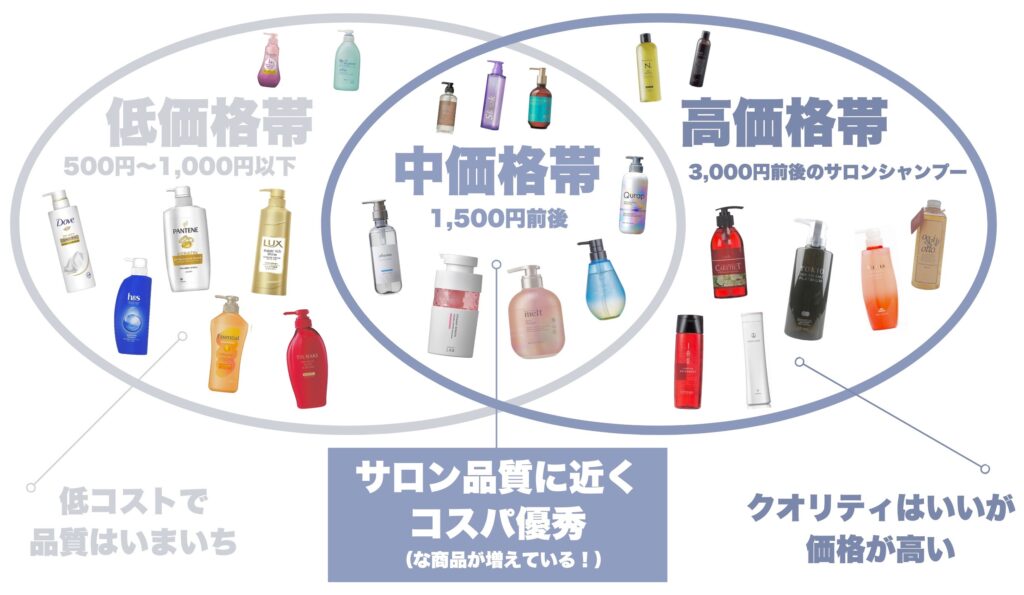 中価格帯シャンプーの図解