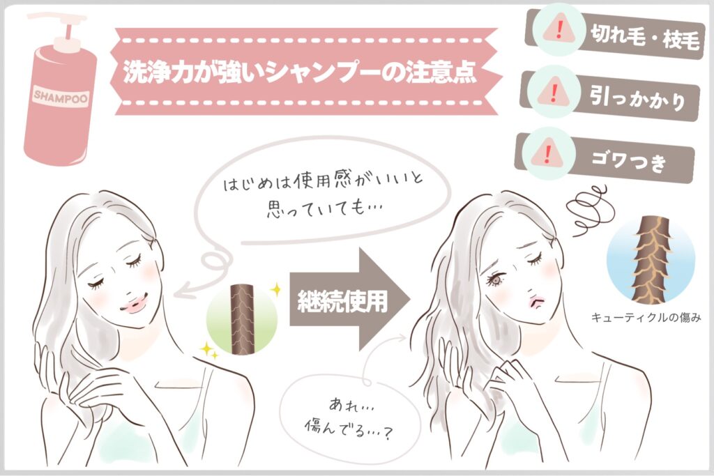 洗浄力が強いシャンプーのデメリット例